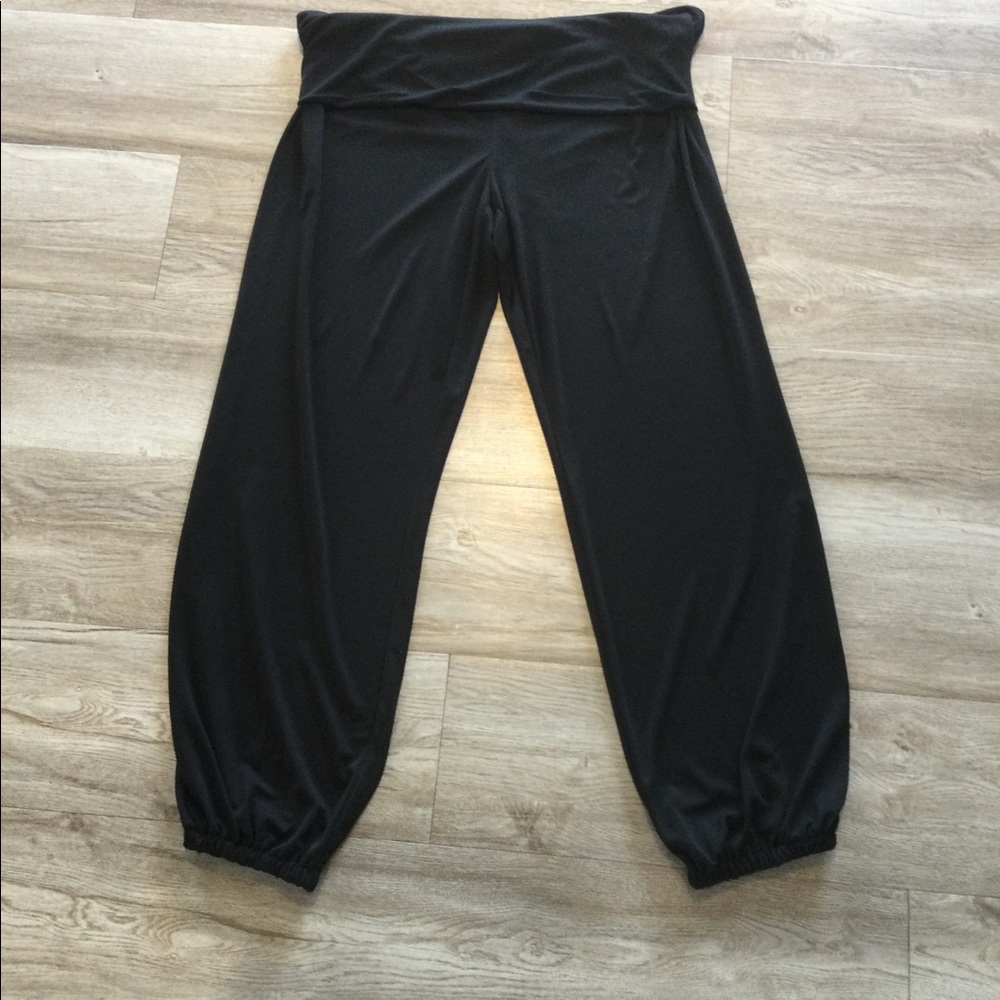 eLLoquent black pants elastic leg hem fold over